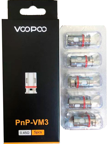 Заводская упаковка из пяти испаритель VOOPOO PnP VM3